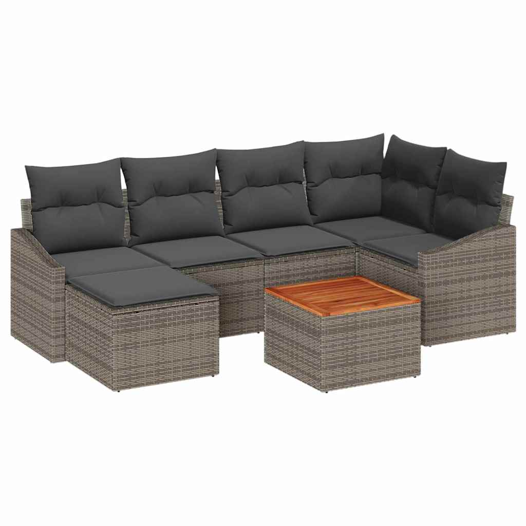 Set de canapele pentru grădină cu pernă 7 pcs Gri poliratan GartenMobel Dekor