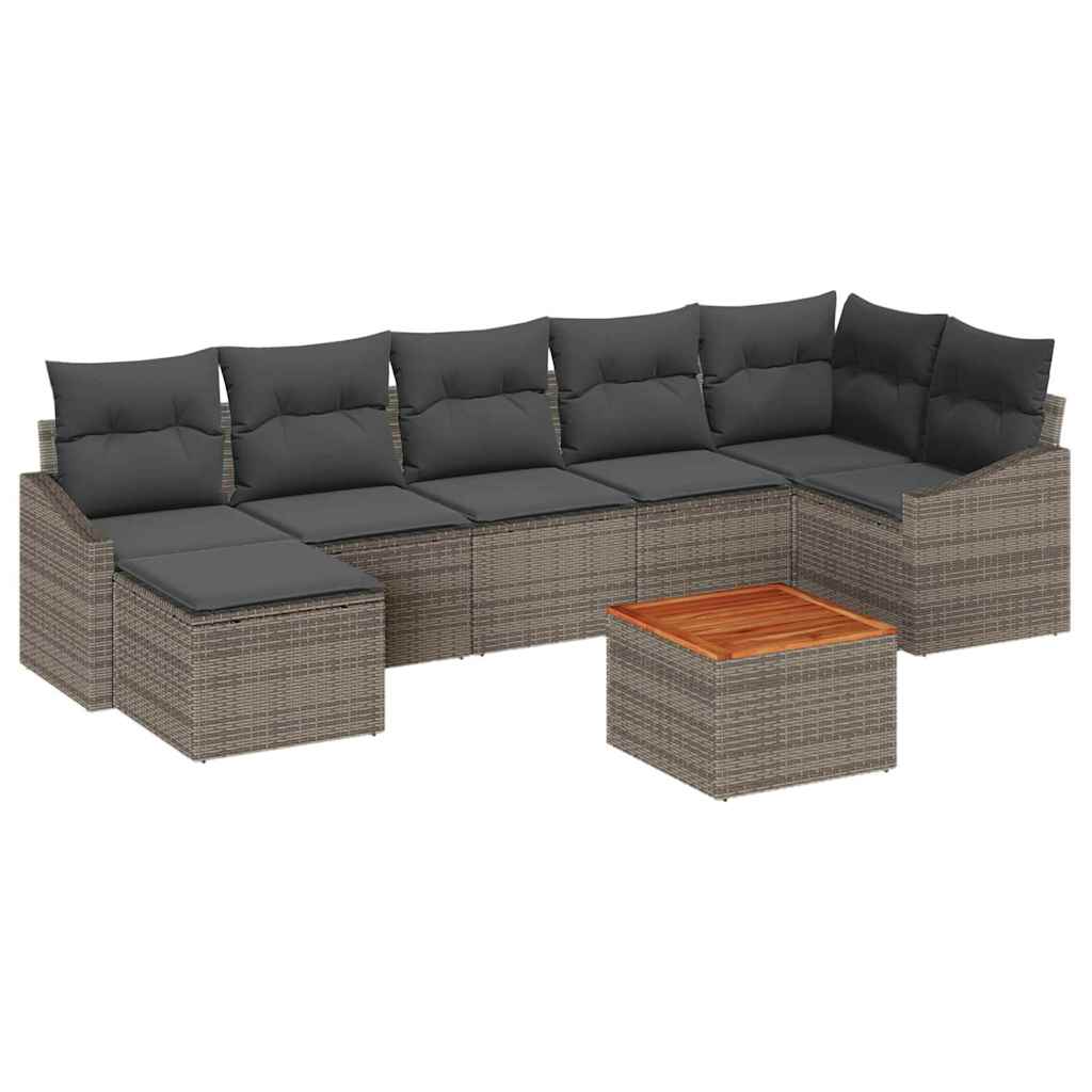Set de canapele pentru grădină cu pernă 8 pcs Gri poliratan GartenMobel Dekor
