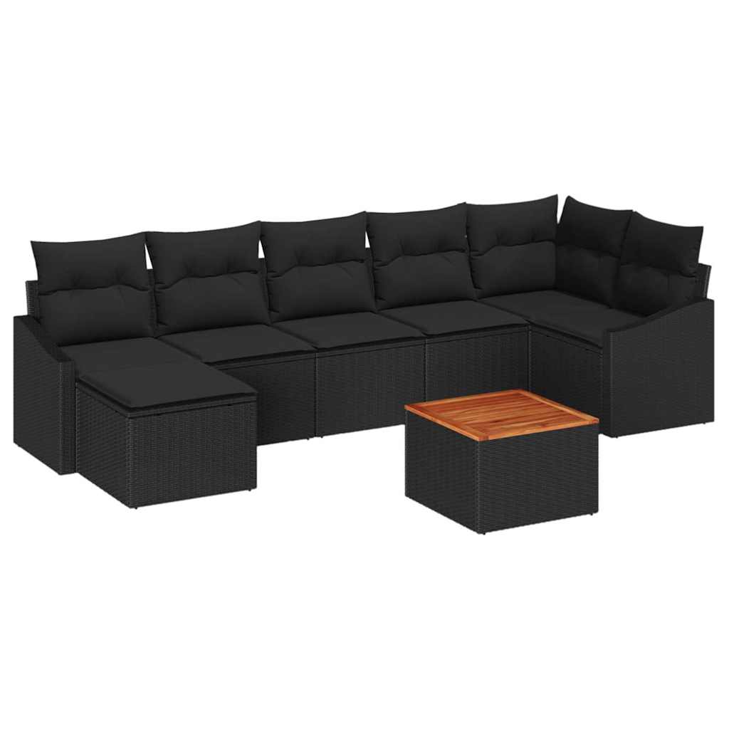 Set de canapele pentru grădină cu pernă 8 pcs Negru poliratan GartenMobel Dekor
