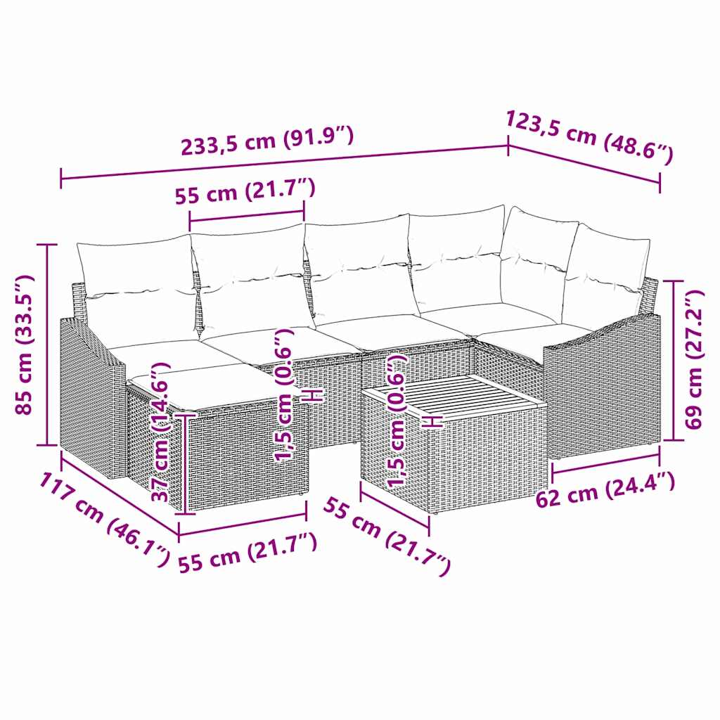 Set de canapele pentru grădină cu pernă 8 pcs Negru poliratan GartenMobel Dekor
