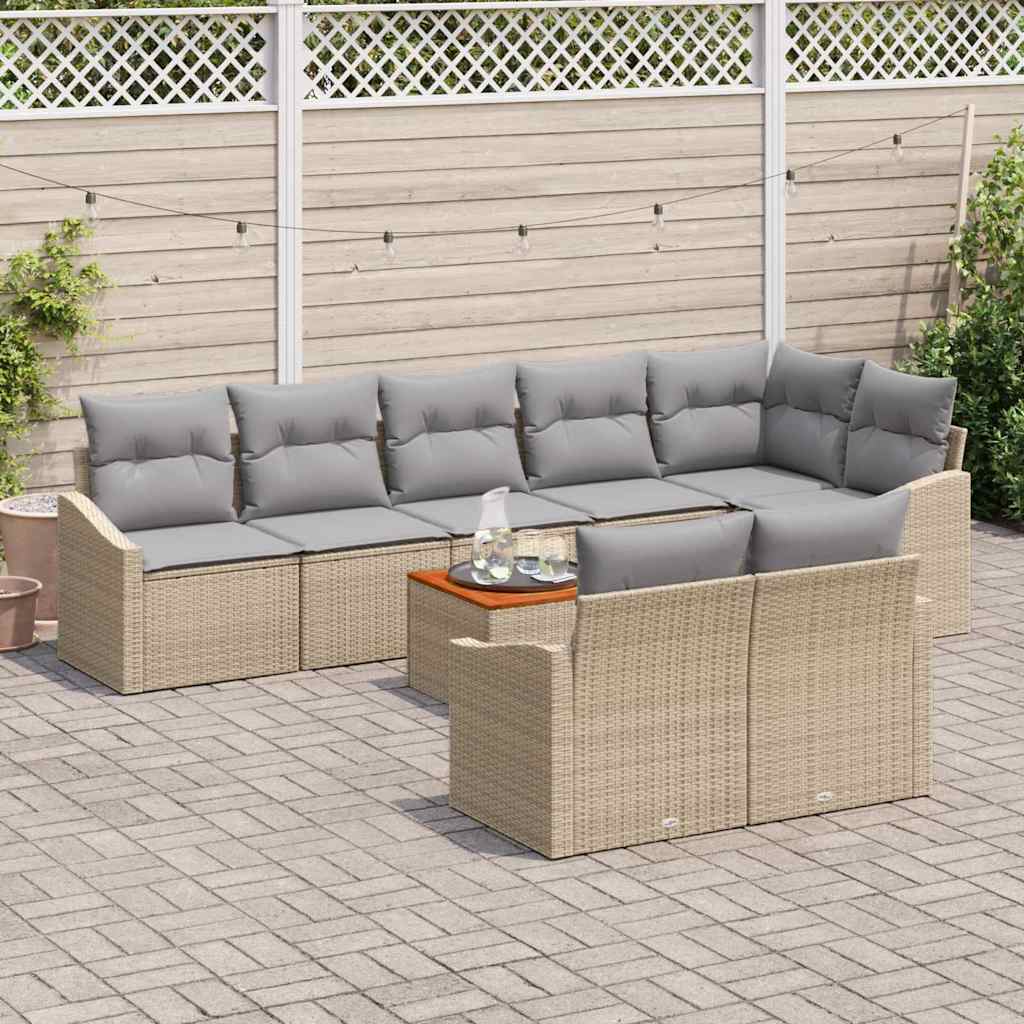 Set de canapele pentru grădină cu pernă 9 pcs Bej poliratan GartenMobel Dekor