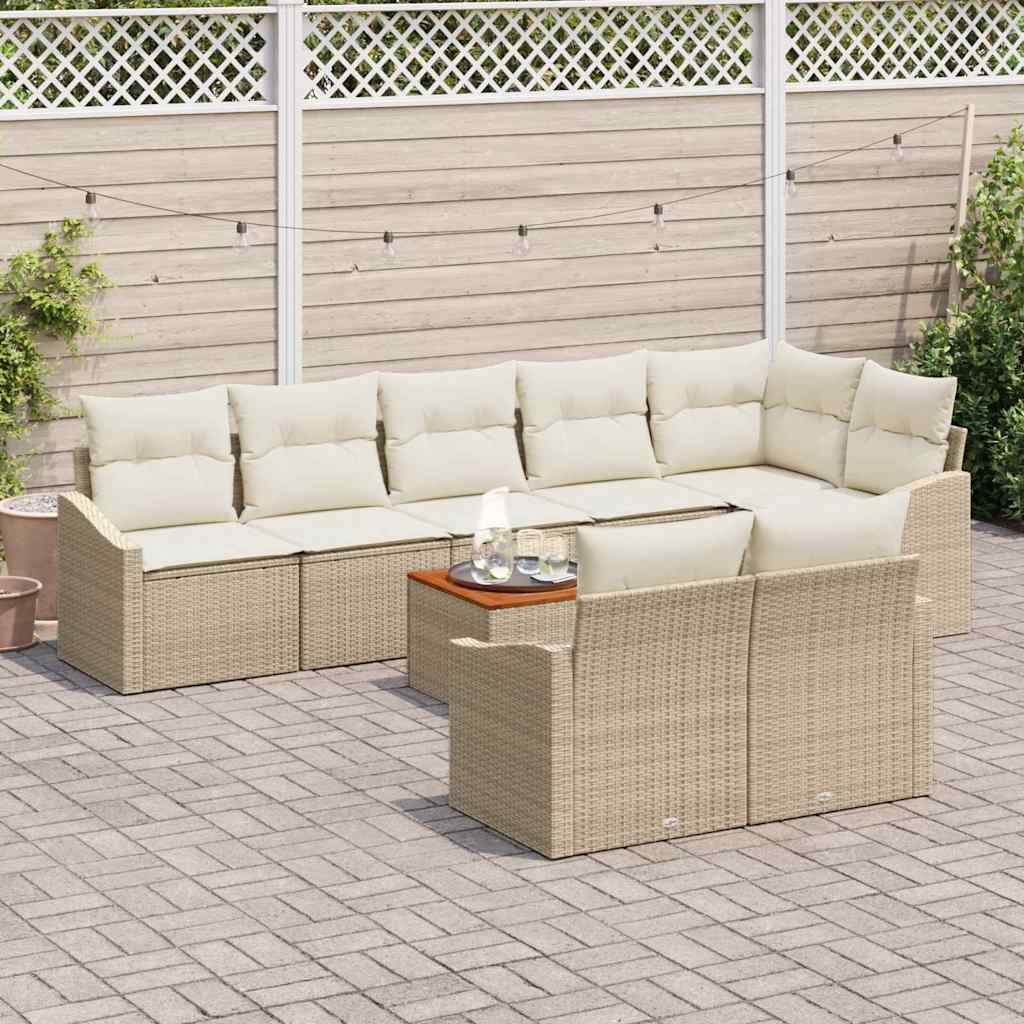 Set de canapele pentru grădină cu pernă 9 pcs Bej poliratan GartenMobel Dekor
