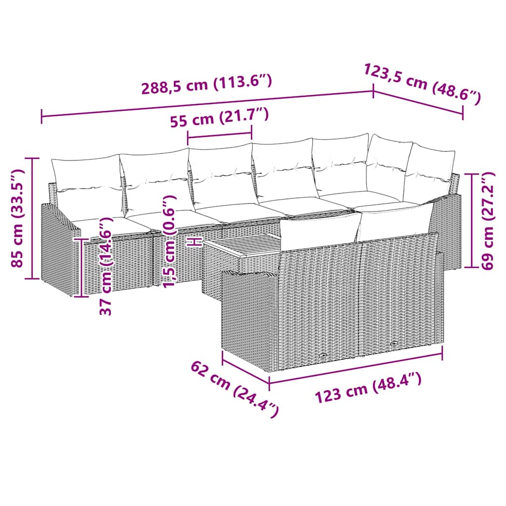 Set de canapele pentru grădină cu pernă 9 pcs Negru poliratan GartenMobel Dekor