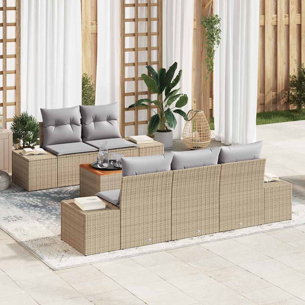 Set de canapele pentru grădină cu pernă 6 pcs Bej poliratan GartenMobel Dekor