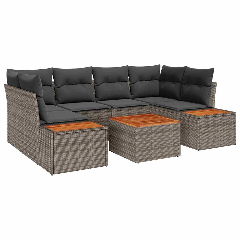 Set de canapele pentru grădină cu pernă 6 pcs Gri Rattan poli GartenMobel Dekor