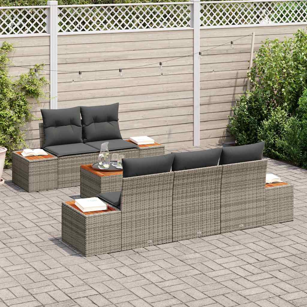 Set de canapele pentru grădină cu pernă 6 pcs Gri Rattan poli GartenMobel Dekor