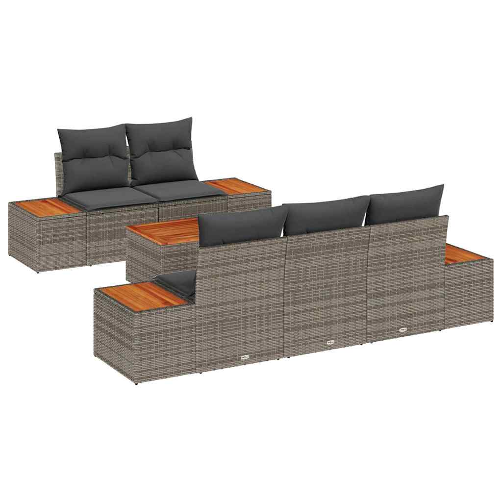 Set de canapele pentru grădină cu pernă 6 pcs Gri Rattan poli GartenMobel Dekor