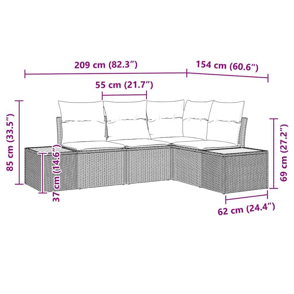 Set de canapele pentru grădină 5 pcs Gri deschis Rattan poli GartenMobel Dekor