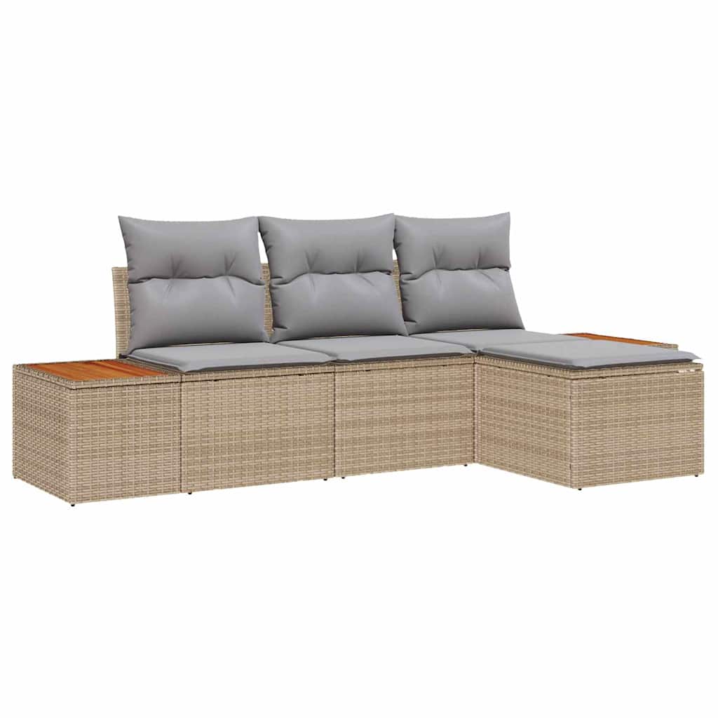 Set de canapele pentru grădină cu pernă 4 pcs Bej poliratan GartenMobel Dekor