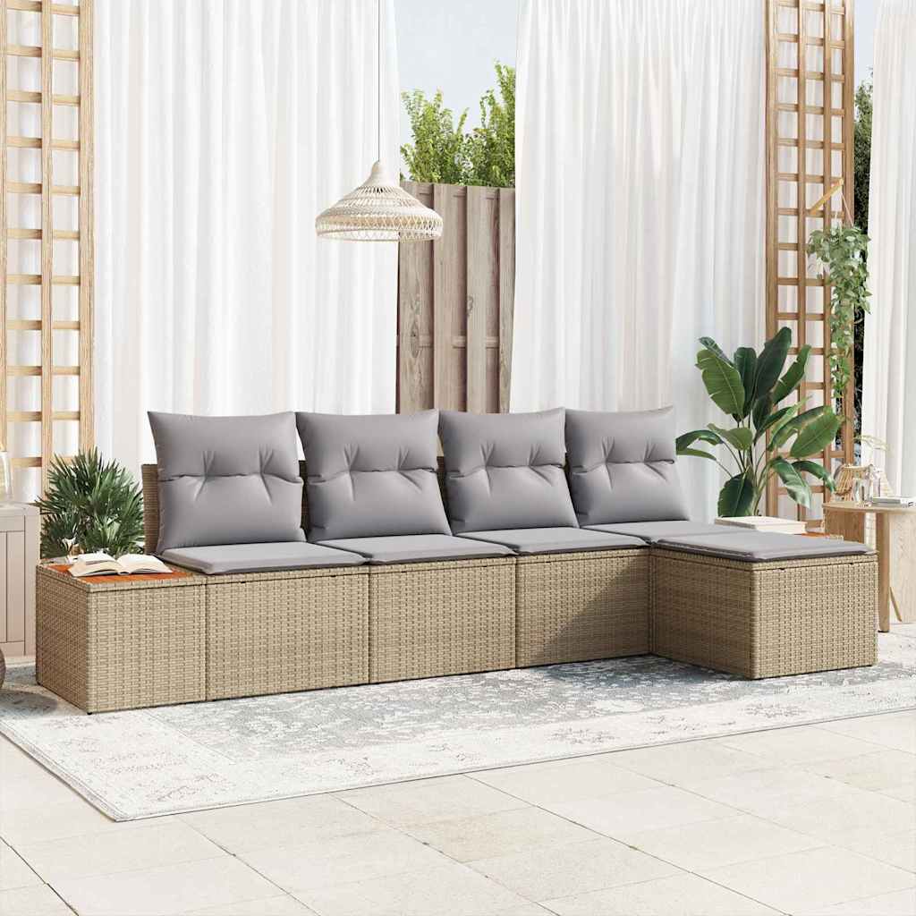 Set de canapele pentru grădină cu pernă 5 pcs Bej Rattan poli GartenMobel Dekor
