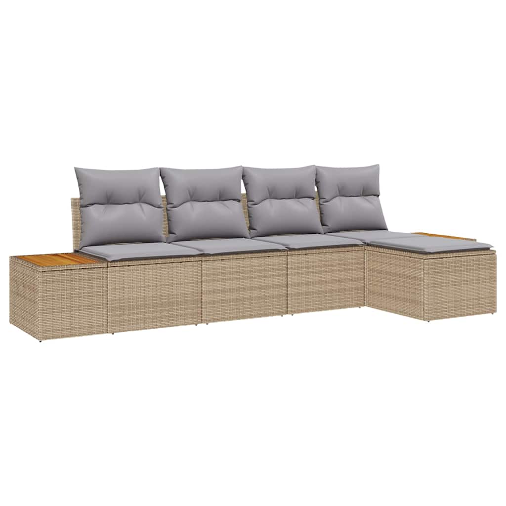 Set de canapele pentru grădină cu pernă 5 pcs Bej Rattan poli GartenMobel Dekor