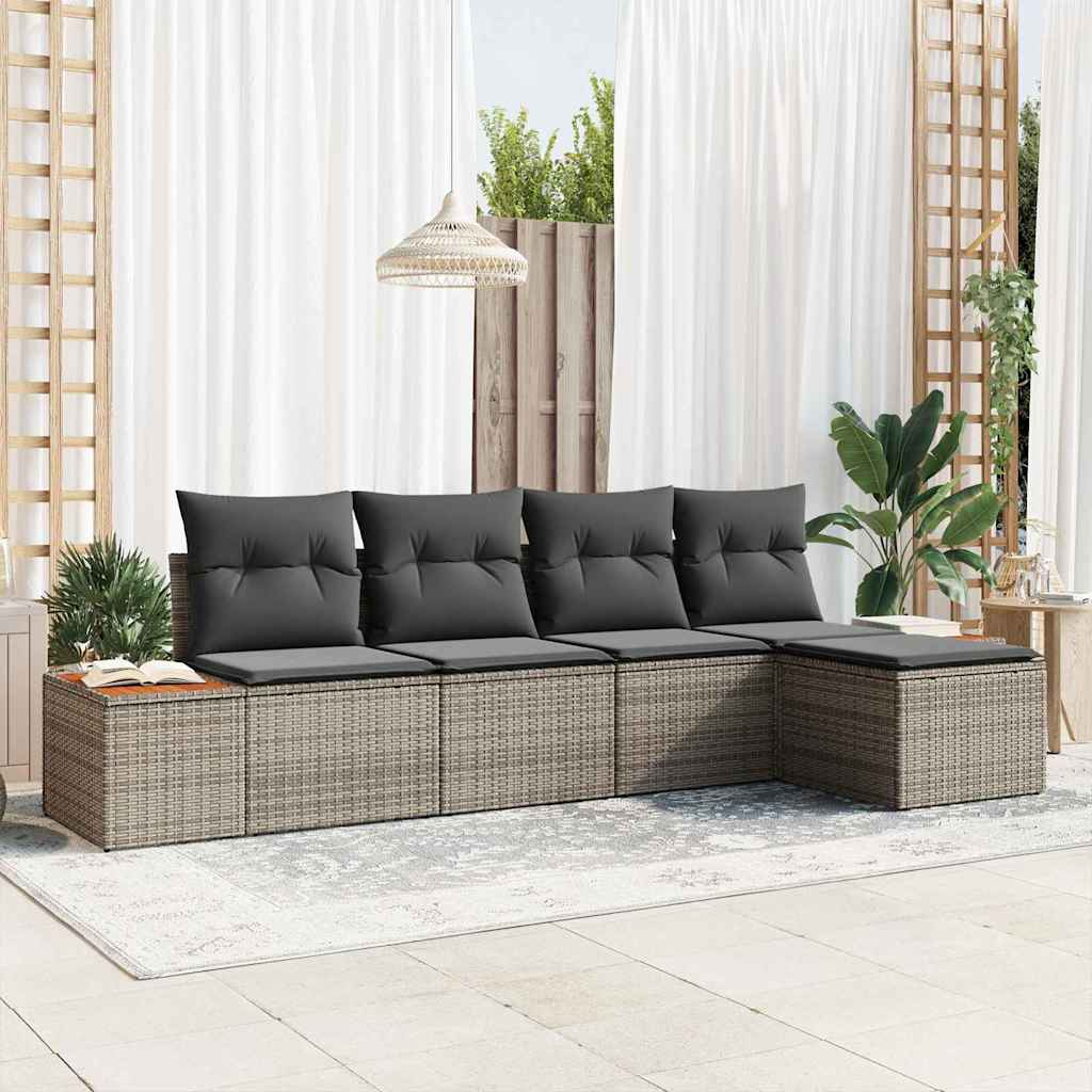 Set de canapele pentru grădină cu pernă 5 pcs Gri Rattan poli GartenMobel Dekor