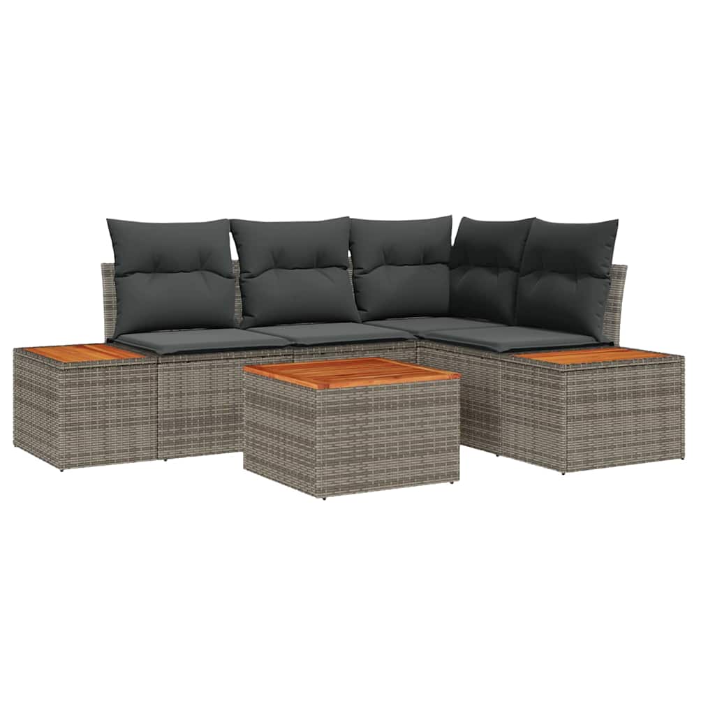 Set de canapele pentru grădină cu pernă 5 pcs Gri Rattan poli GartenMobel Dekor