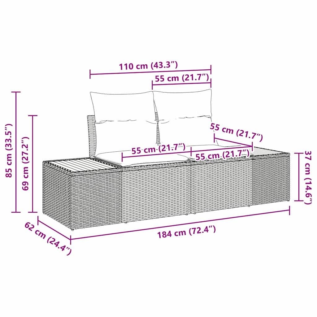 Set de canapele pentru grădină cu pernă 7 pcs Gri Rattan poli GartenMobel Dekor