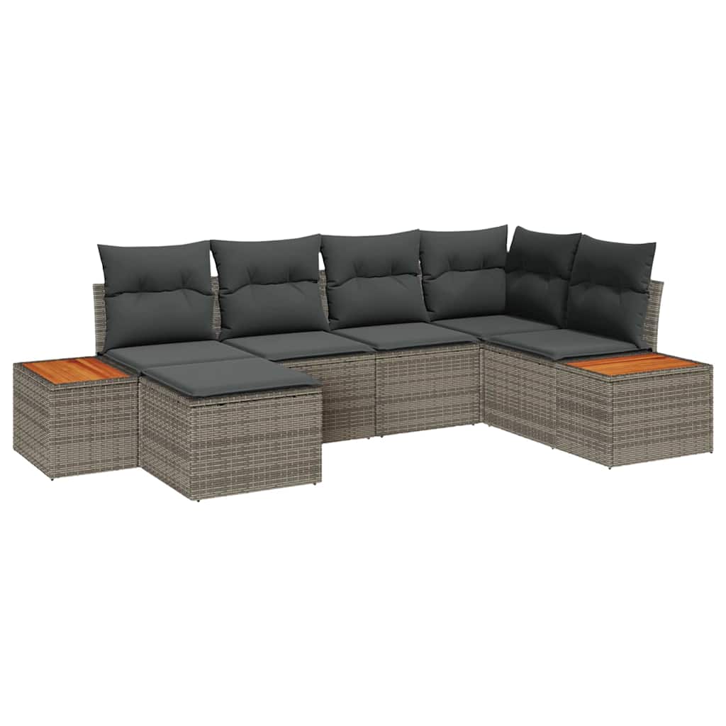 Set de canapele pentru grădină cu pernă 6 pcs Gri poliratan GartenMobel Dekor