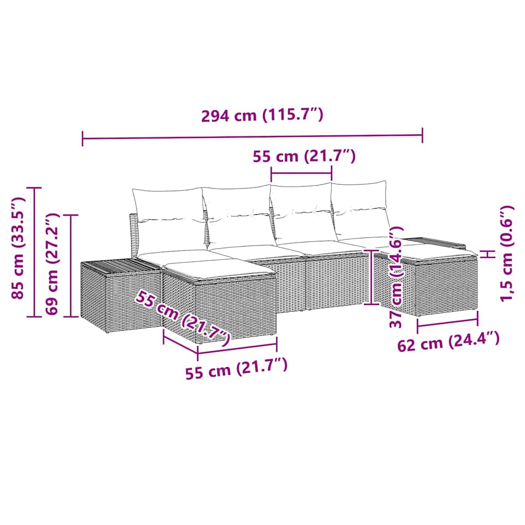 Set de canapele pentru grădină cu pernă 6 pcs Gri poliratan GartenMobel Dekor