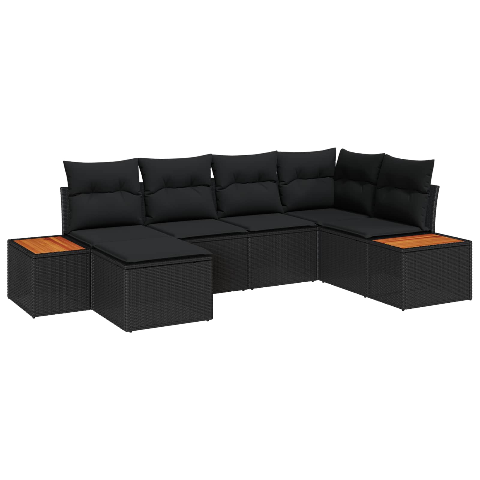 Set de canapele pentru grădină cu pernă 6 pcs Negru poliratan GartenMobel Dekor