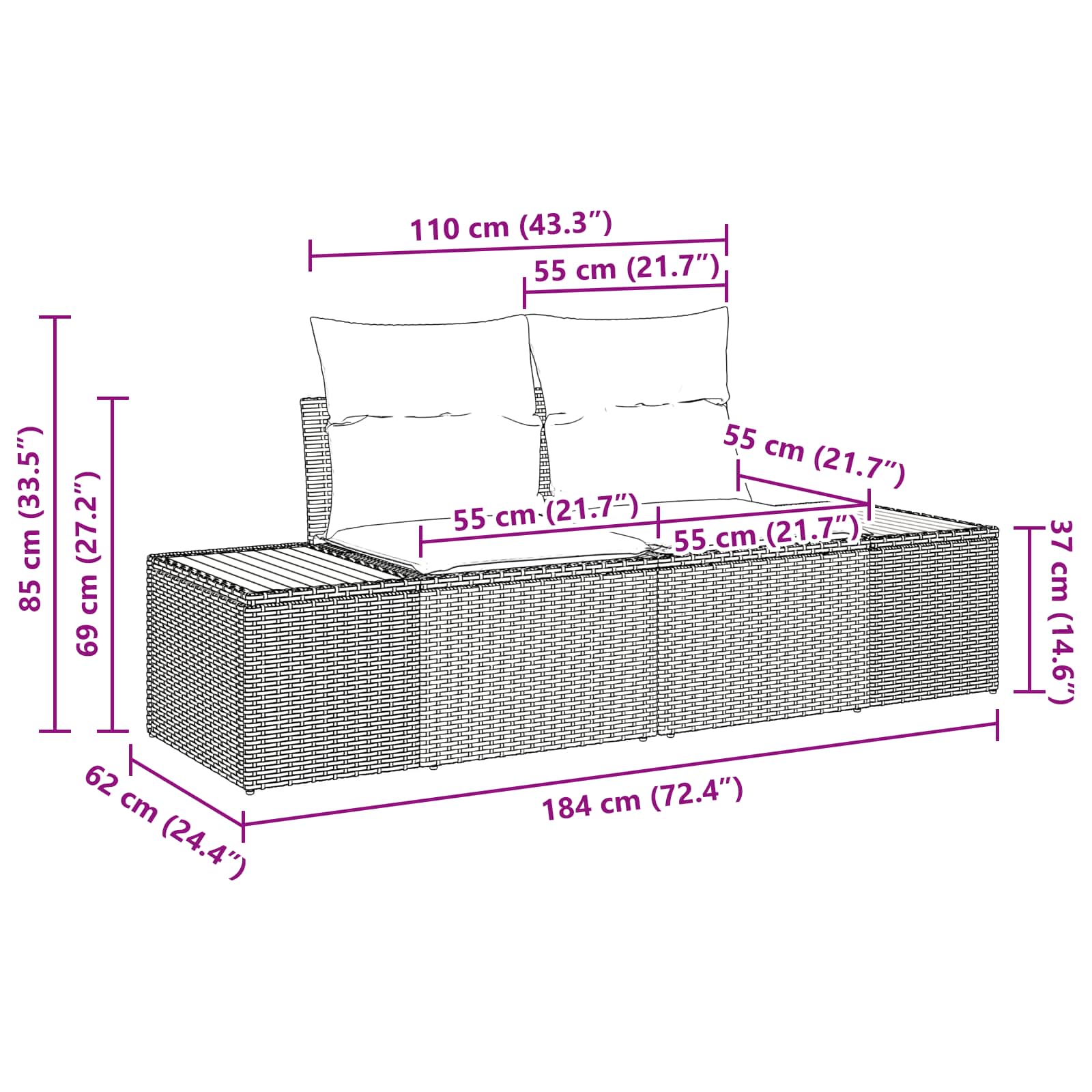 Set de canapele pentru grădină cu pernă 6 pcs Negru poliratan GartenMobel Dekor