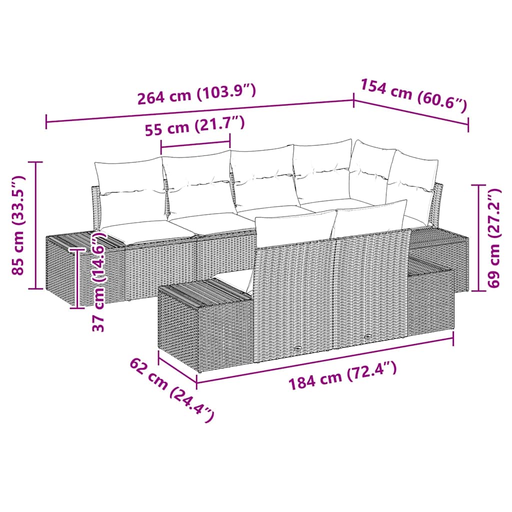 Set de canapele pentru grădină cu pernă 7 pcs Bej poliratan GartenMobel Dekor