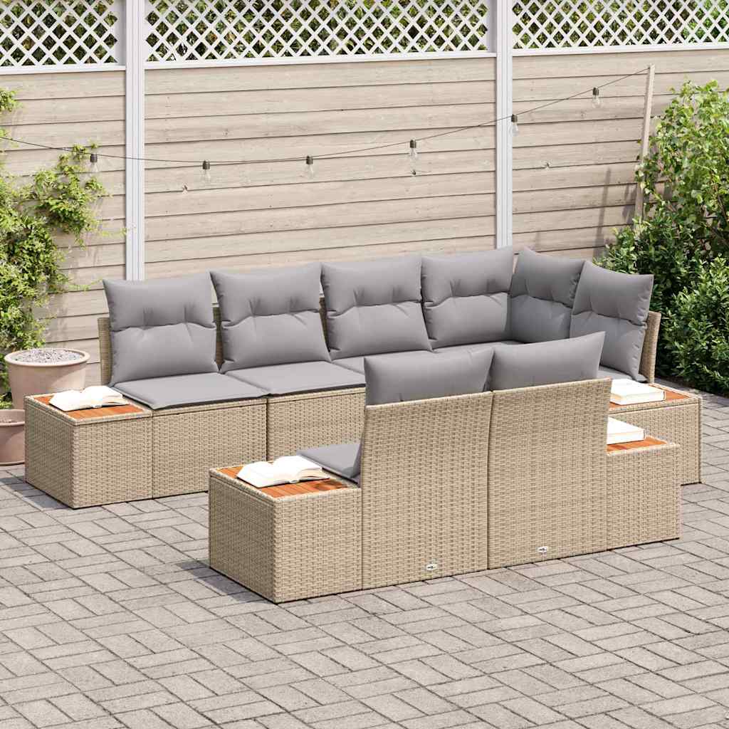 Set de canapele pentru grădină cu pernă 7 pcs Bej poliratan GartenMobel Dekor
