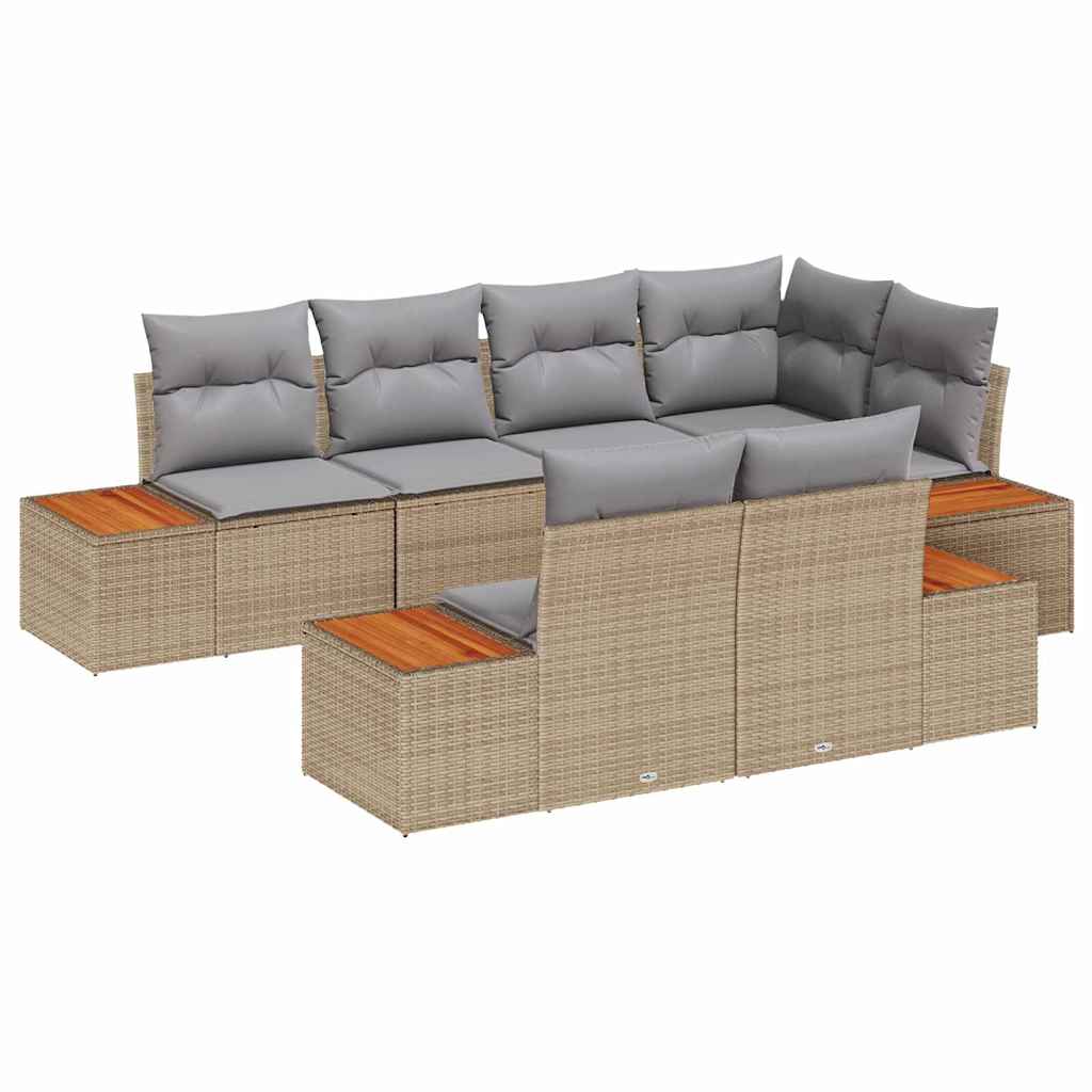 Set de canapele pentru grădină cu pernă 7 pcs Bej poliratan GartenMobel Dekor