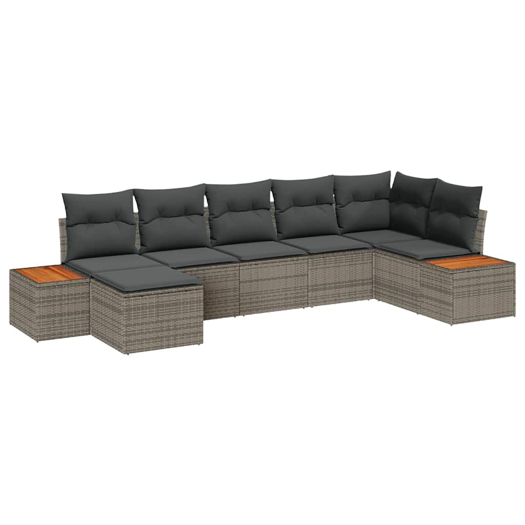 Set de canapele pentru grădină cu pernă 7 pcs Gri poliratan GartenMobel Dekor
