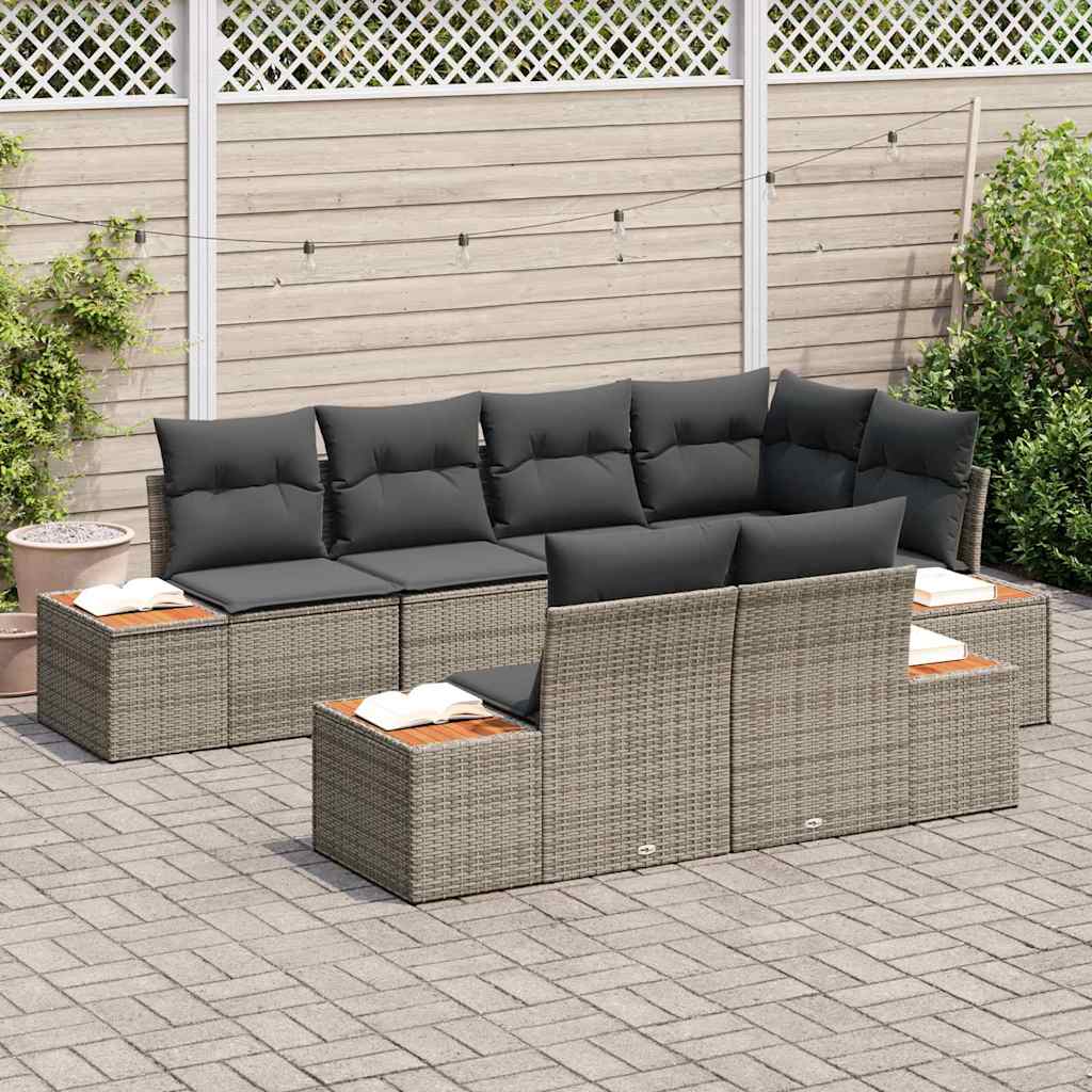 Set de canapele pentru grădină cu pernă 7 pcs Gri poliratan GartenMobel Dekor