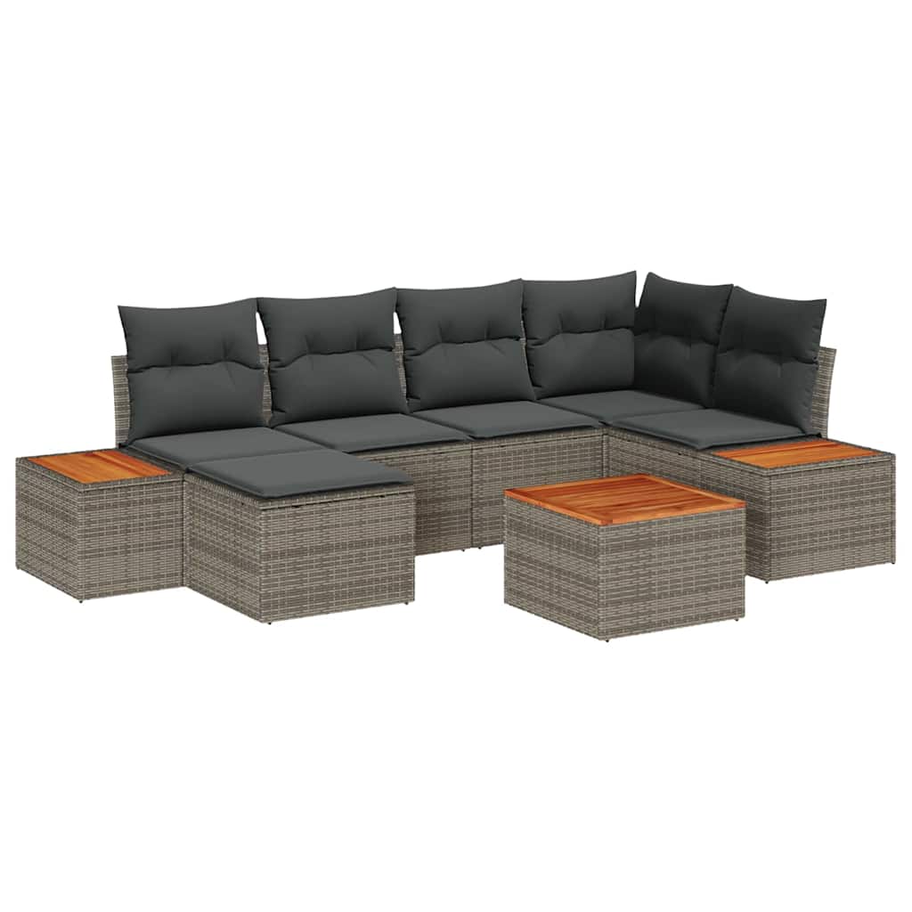 Set de canapele pentru grădină cu pernă 7 pcs Gri poliratan GartenMobel Dekor