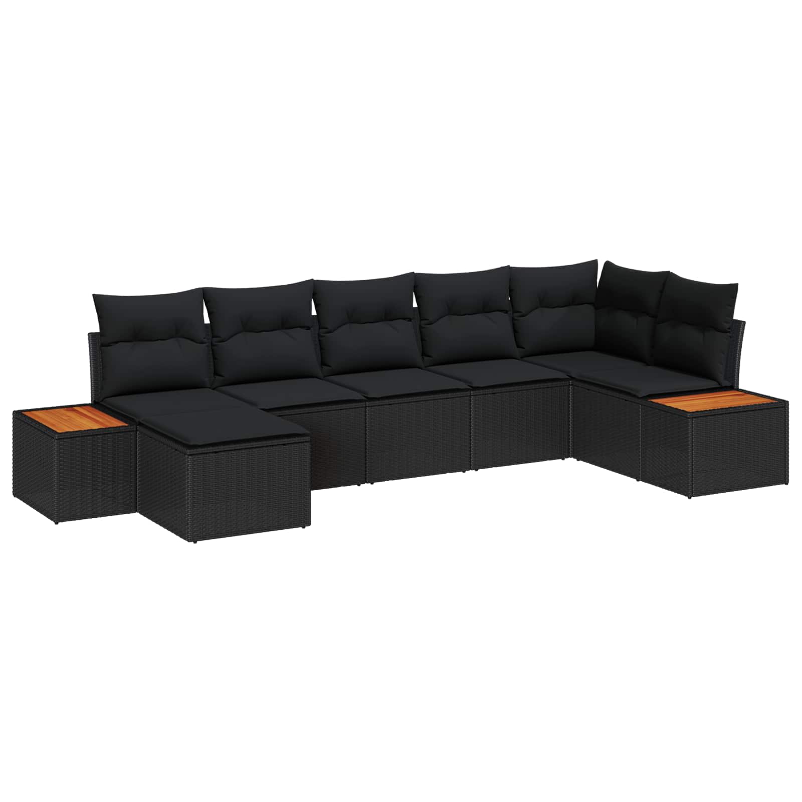 Set de canapele pentru grădină cu pernă 7 pcs Negru Rattan poli GartenMobel Dekor