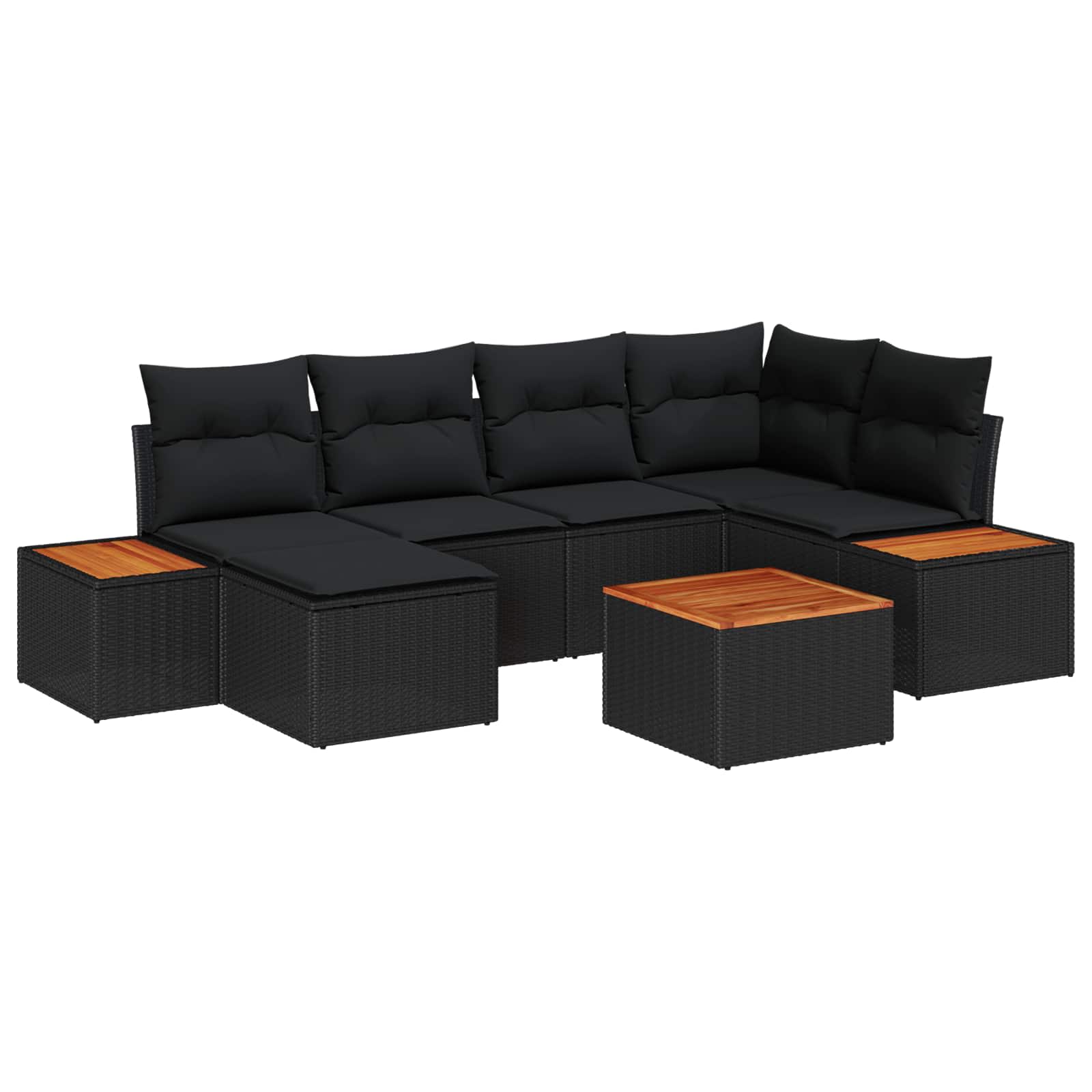 Set de canapele pentru grădină cu pernă 7 pcs Negru poliratan GartenMobel Dekor