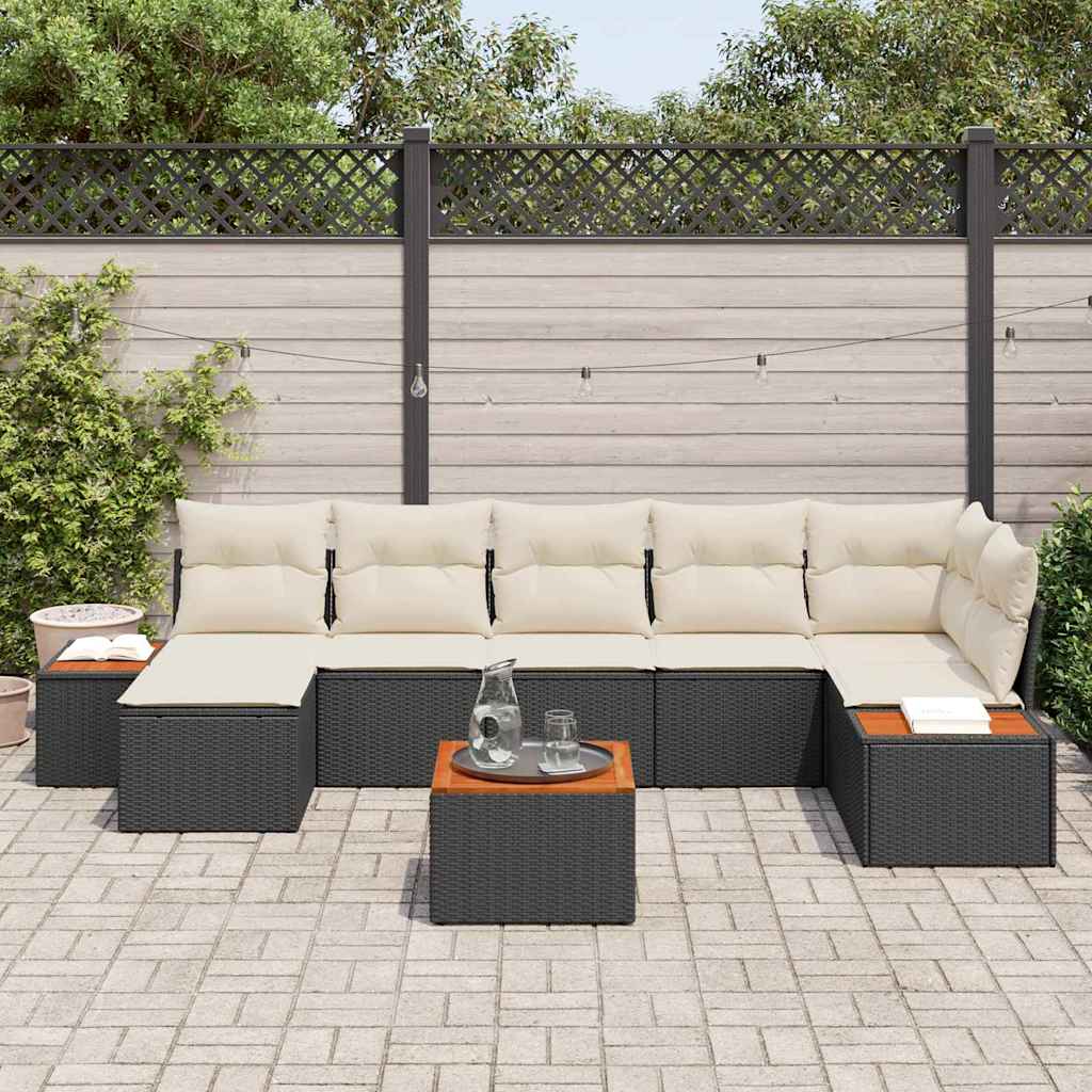 Set de canapele pentru grădină cu pernă 8 pcs Negru Rattan poli GartenMobel Dekor