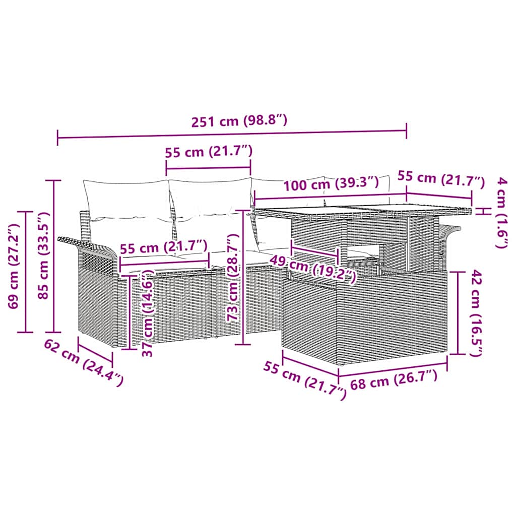 Set de canapele pentru grădină cu pernă 5 pcs Bej poliratan GartenMobel Dekor