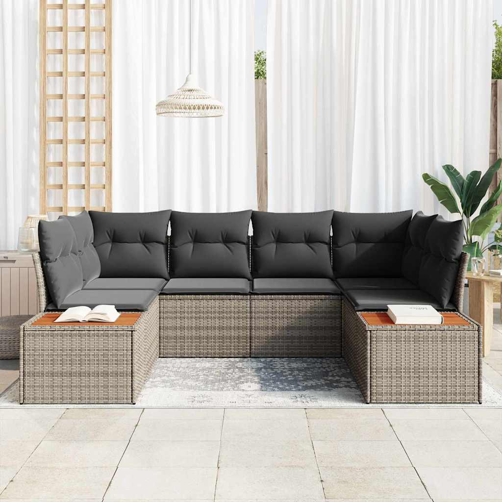 Set de canapele pentru grădină cu pernă 6 pcs Gri poliratan GartenMobel Dekor