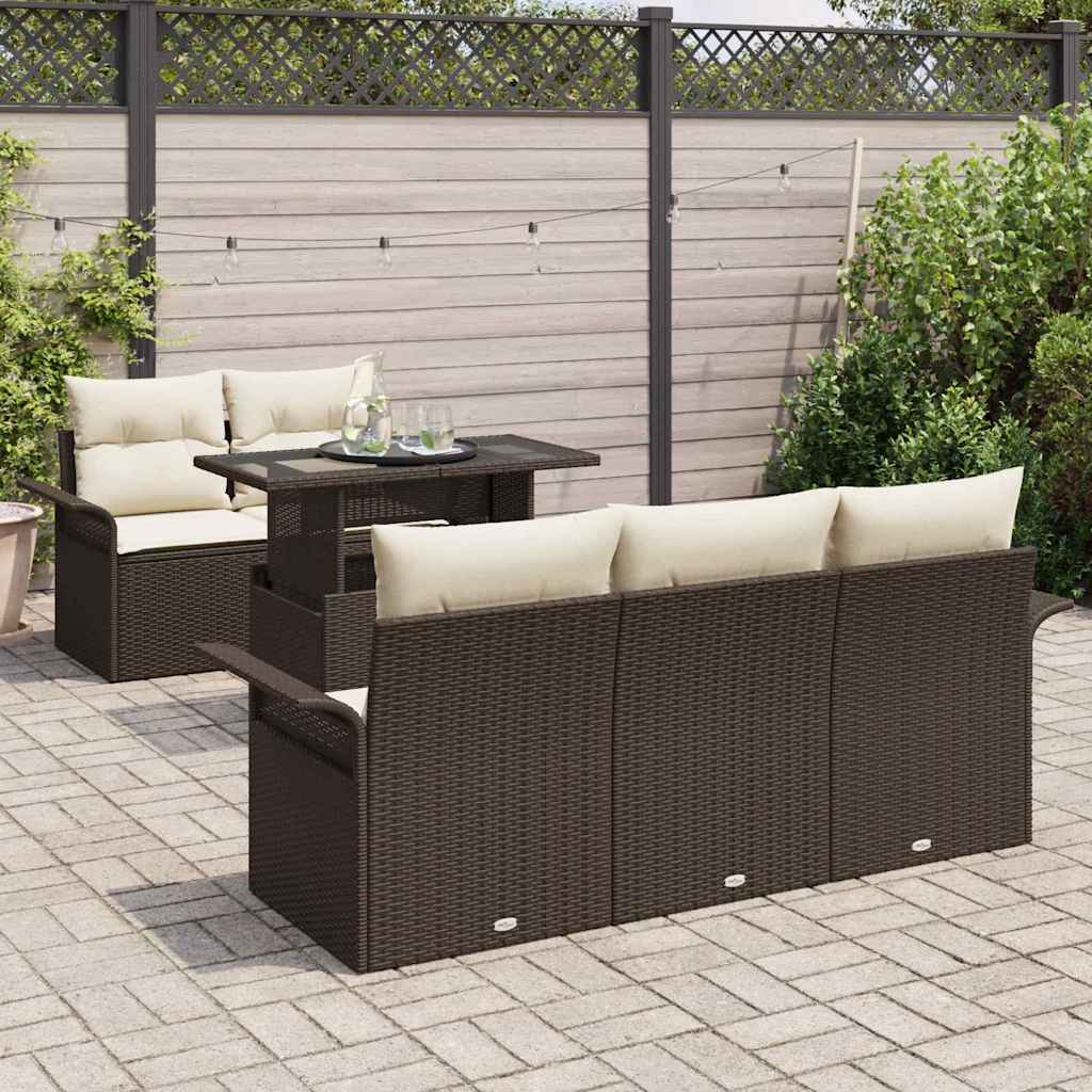 Set de canapele pentru grădină cu pernă 6 pcs Maro poliratan GartenMobel Dekor