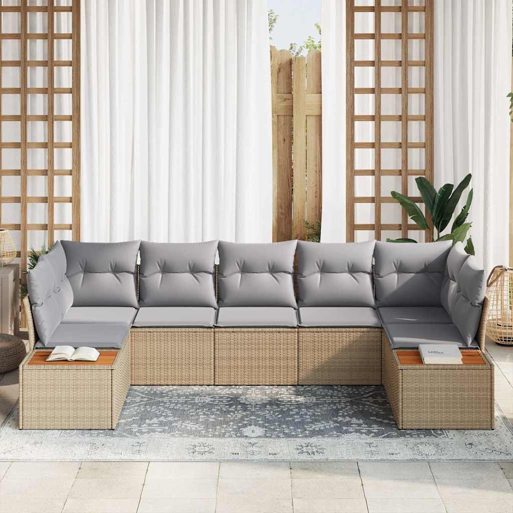 Set de canapele pentru grădină cu pernă 7 pcs Bej poliratan GartenMobel Dekor