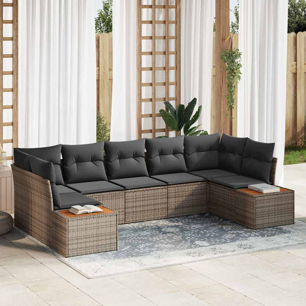 Set de canapele pentru grădină cu pernă 7 pcs Gri poliratan GartenMobel Dekor