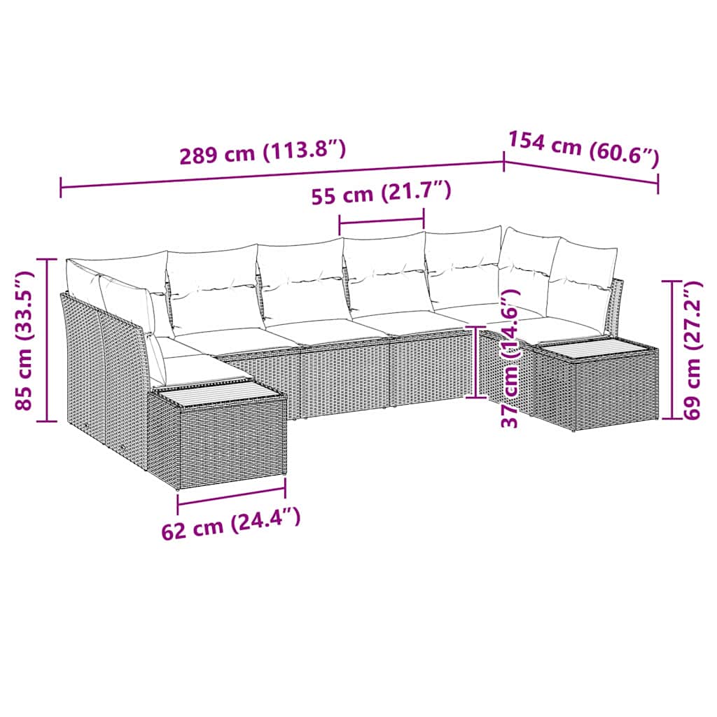 Set de canapele pentru grădină cu pernă 7 pcs Gri poliratan GartenMobel Dekor