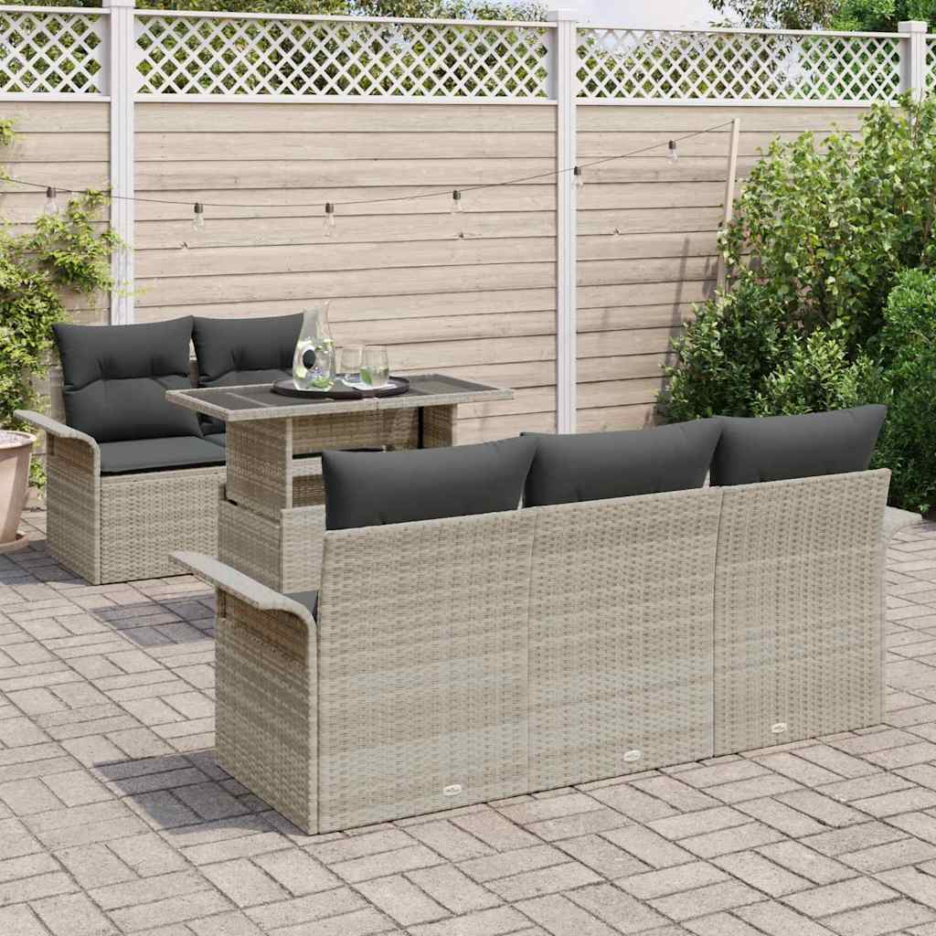 Set de canapele pentru grădină 6 pcs Gri deschis poliratan GartenMobel Dekor