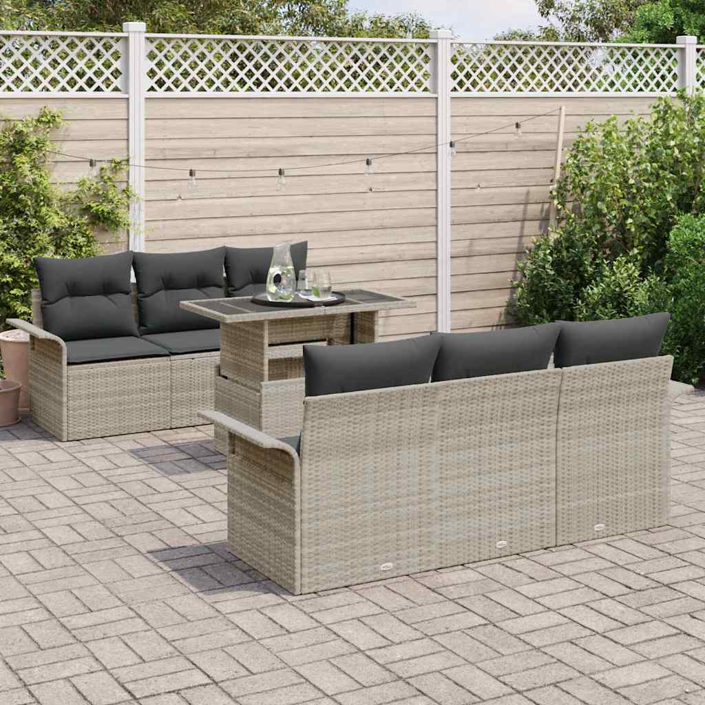 Set de canapele pentru grădină 7 pcs Gri deschis poliratan GartenMobel Dekor