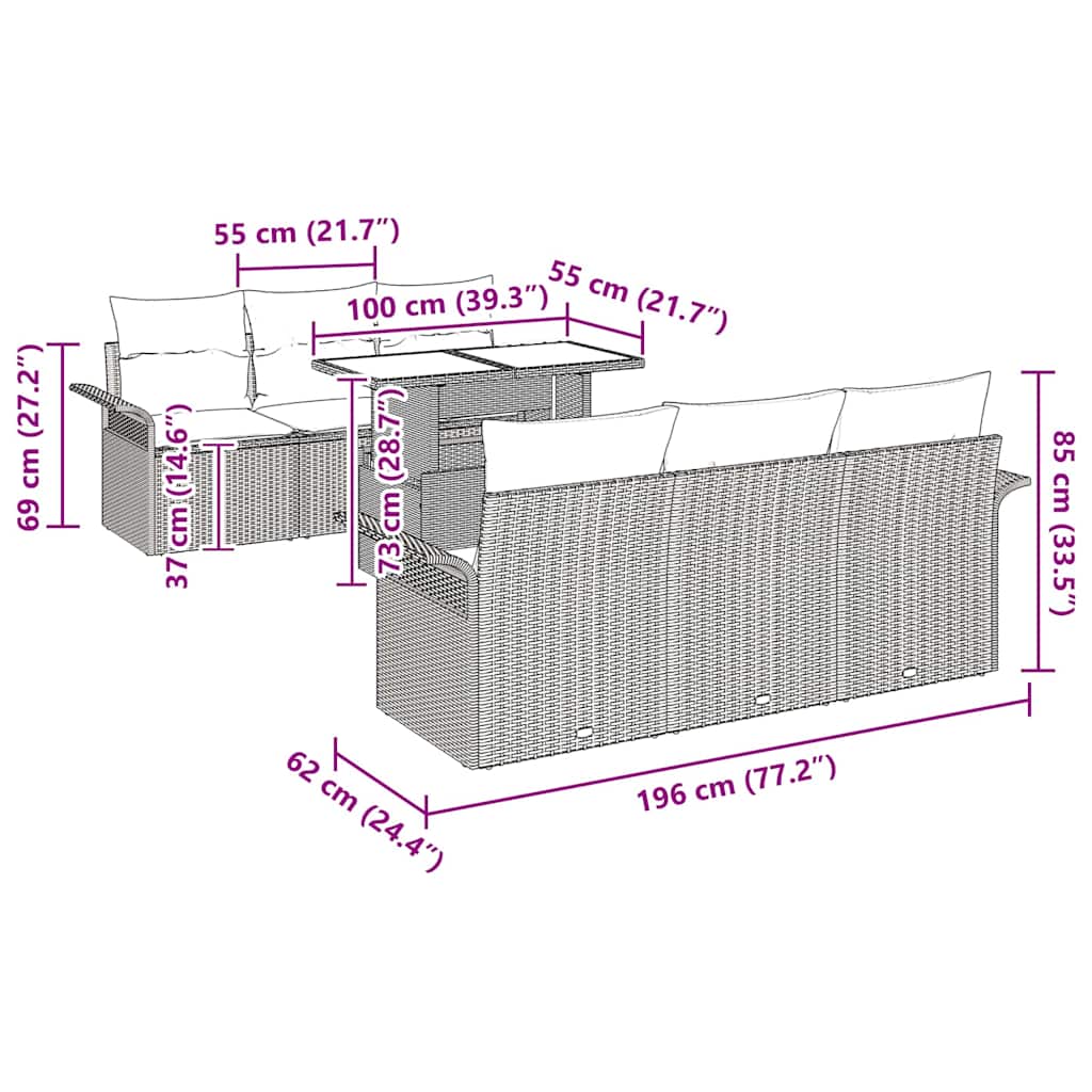 Set de canapele pentru grădină 7 pcs Gri deschis poliratan GartenMobel Dekor