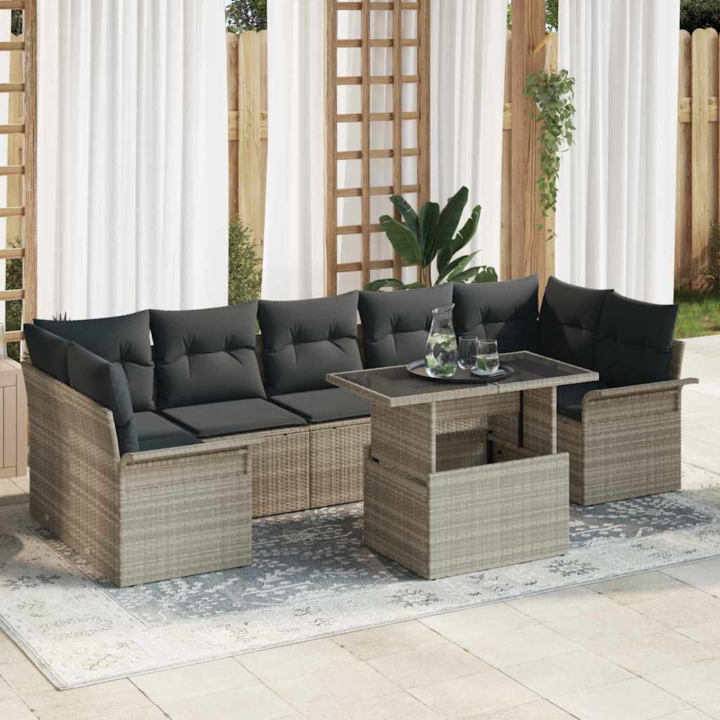 Set de canapele pentru grădină 8 pcs Gri deschis poliratan GartenMobel Dekor