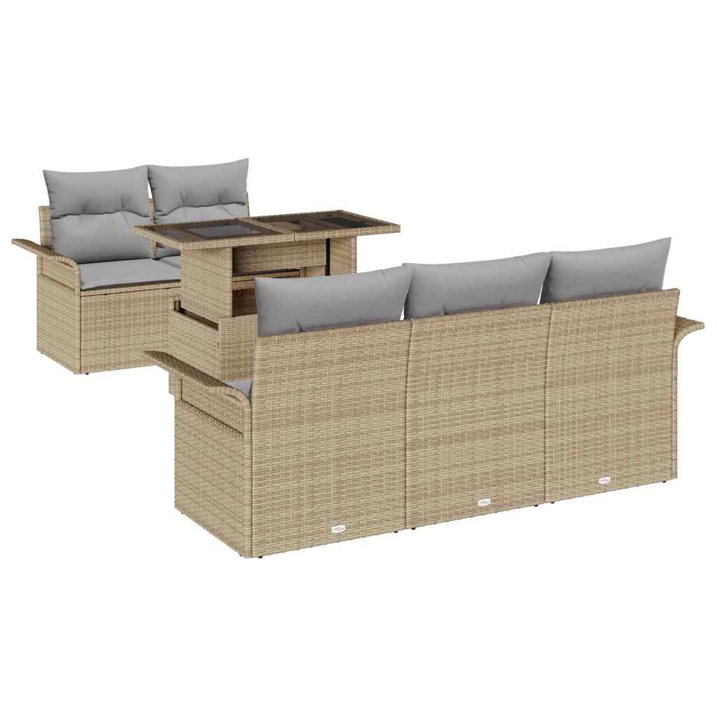 Set de canapele pentru grădină cu pernă 6 pcs Bej poliratan GartenMobel Dekor