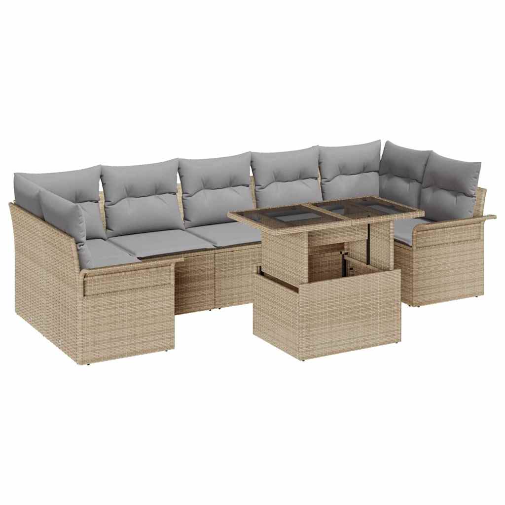Set de canapele pentru grădină cu pernă 8 pcs Bej Rattan poli GartenMobel Dekor