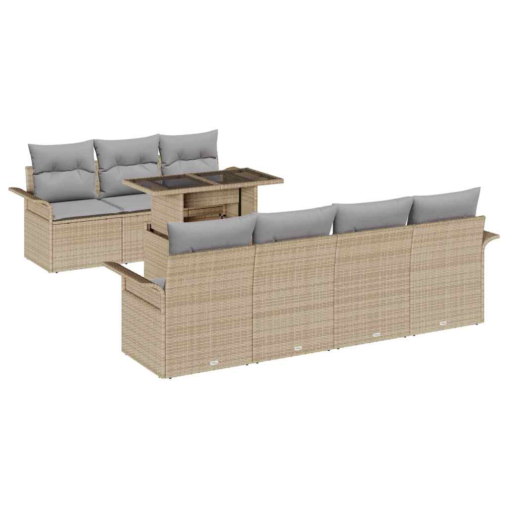 Set de canapele pentru grădină cu pernă 8 pcs Bej poliratan GartenMobel Dekor