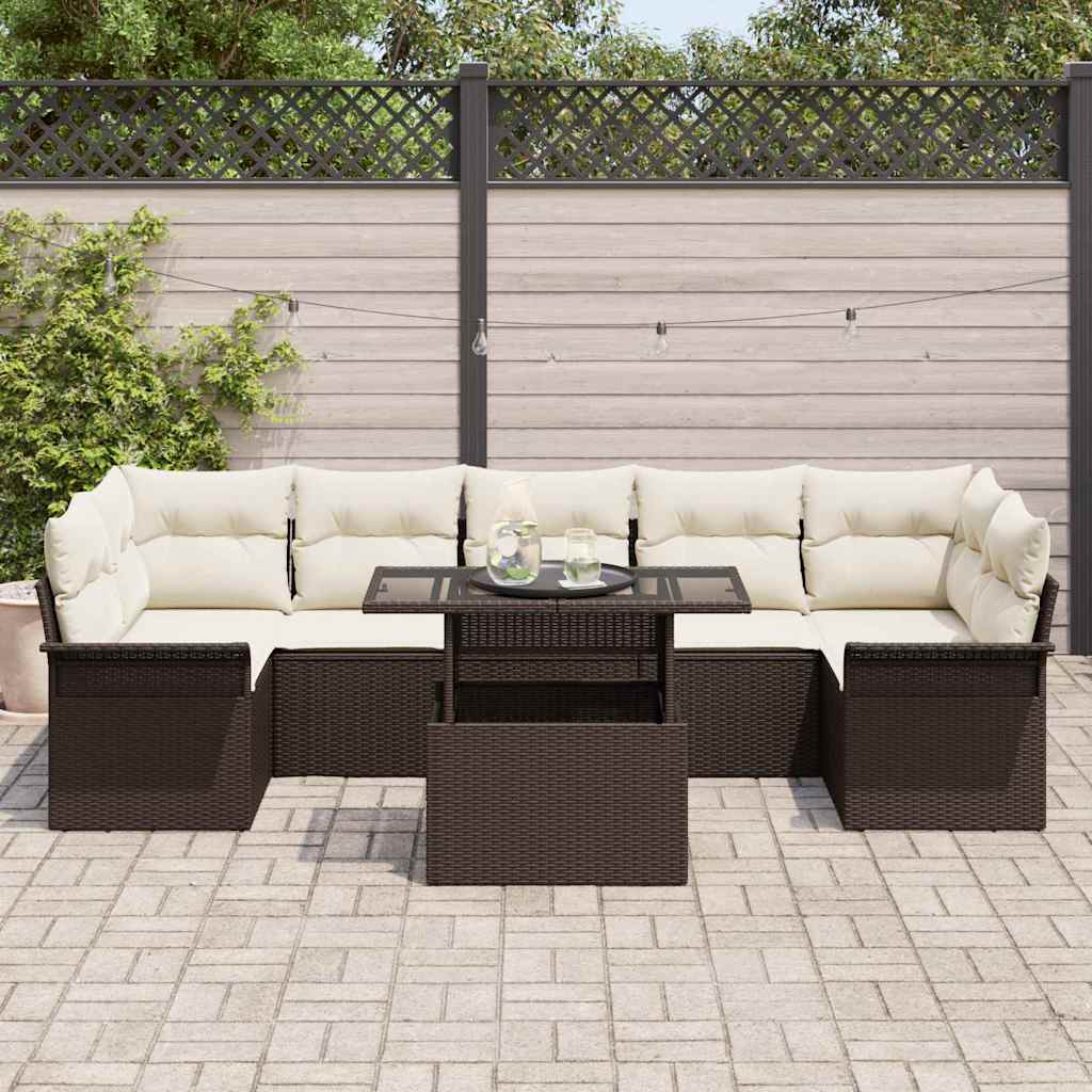 Set de canapele pentru grădină cu pernă 8 pcs Maro poliratan GartenMobel Dekor