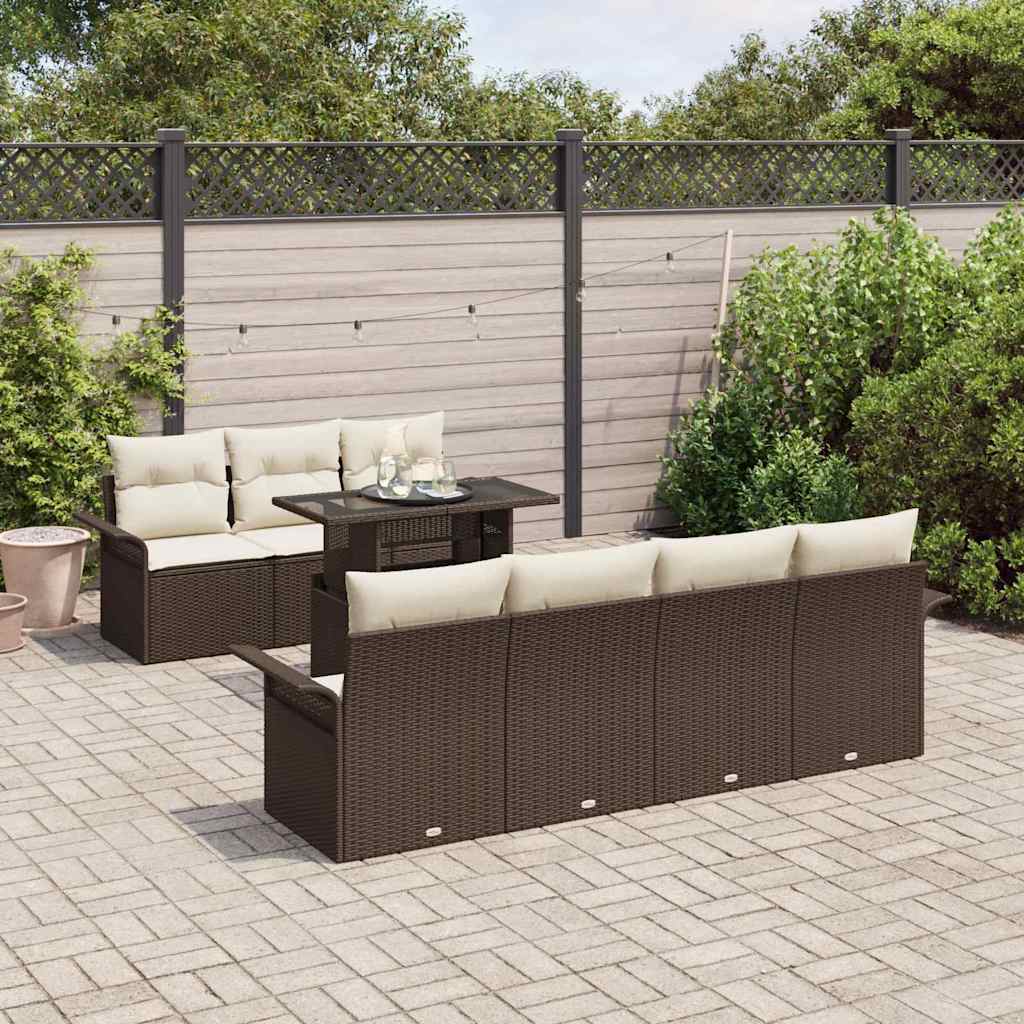 Set de canapele pentru grădină cu pernă 8 pcs Maro poliratan GartenMobel Dekor