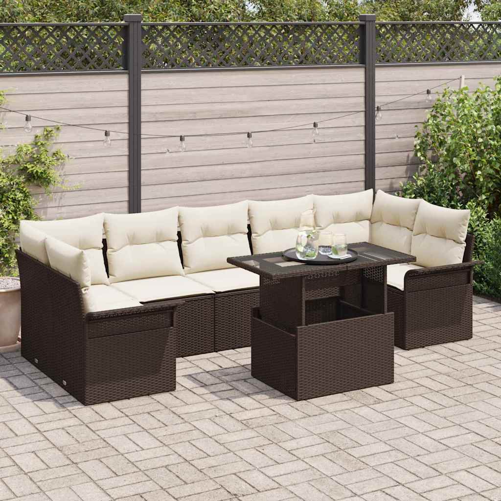 Set de canapele pentru grădină cu pernă 8 pcs Maro poliratan GartenMobel Dekor