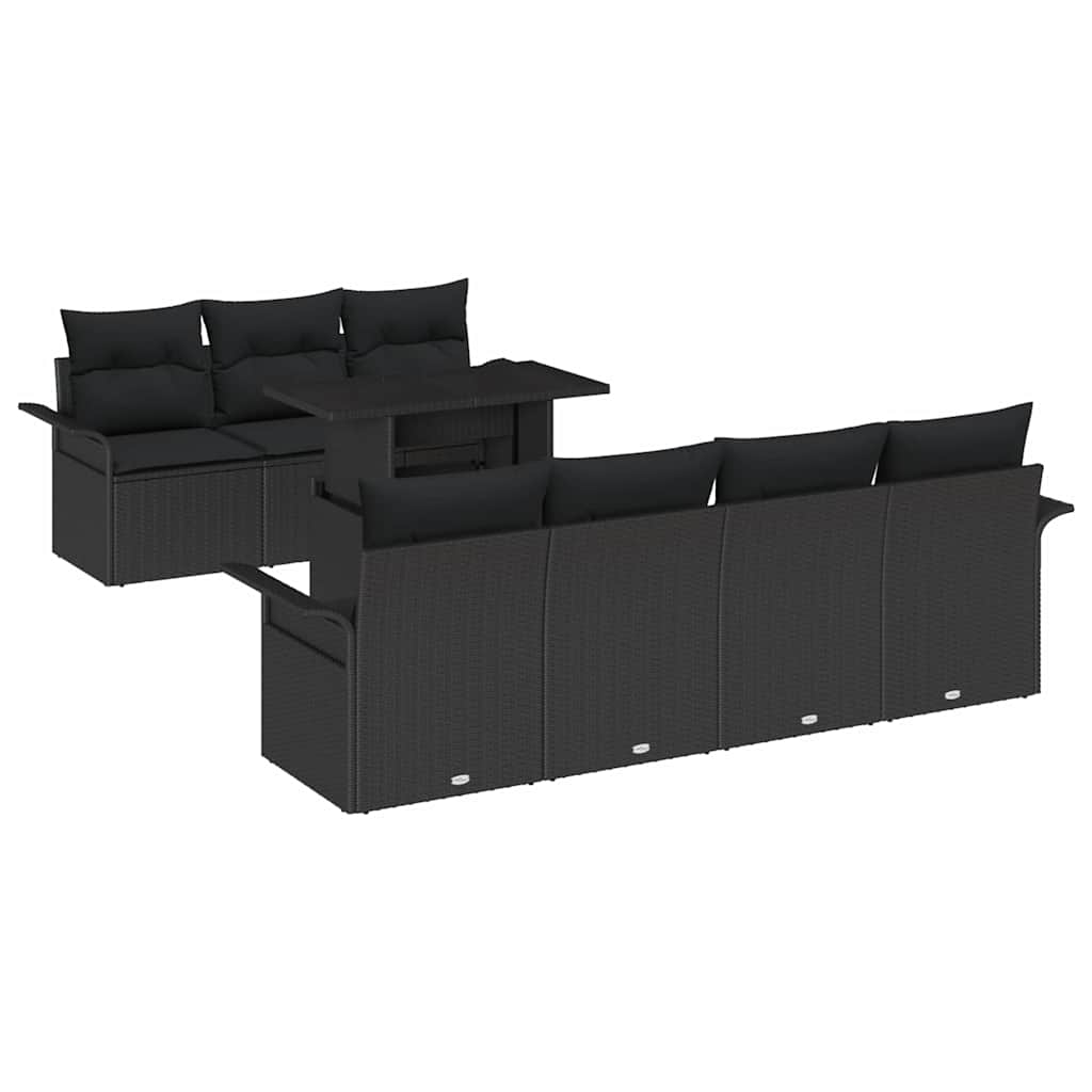 Set de canapele pentru grădină cu pernă 8 pcs Negru poliratan GartenMobel Dekor