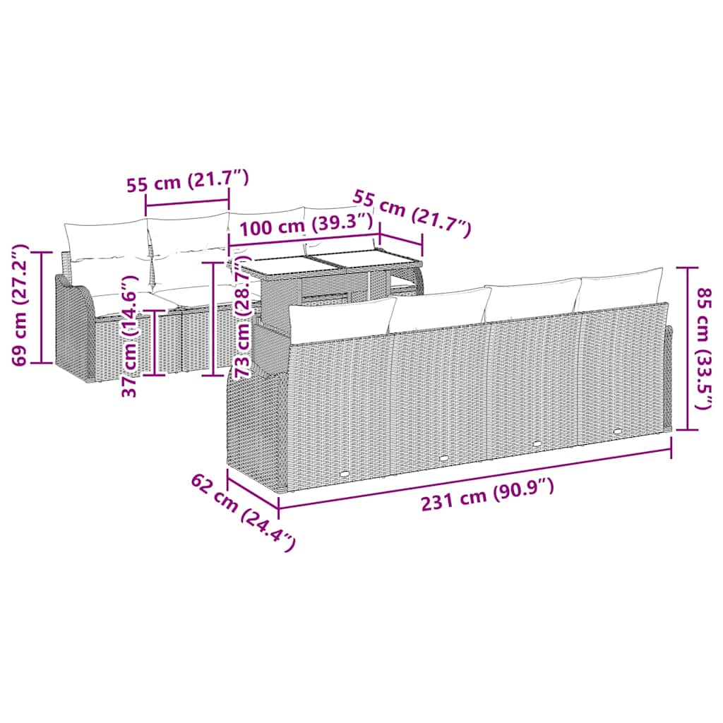 Set de canapele pentru grădină 7 pcs Bej și gri poliratan GartenMobel Dekor