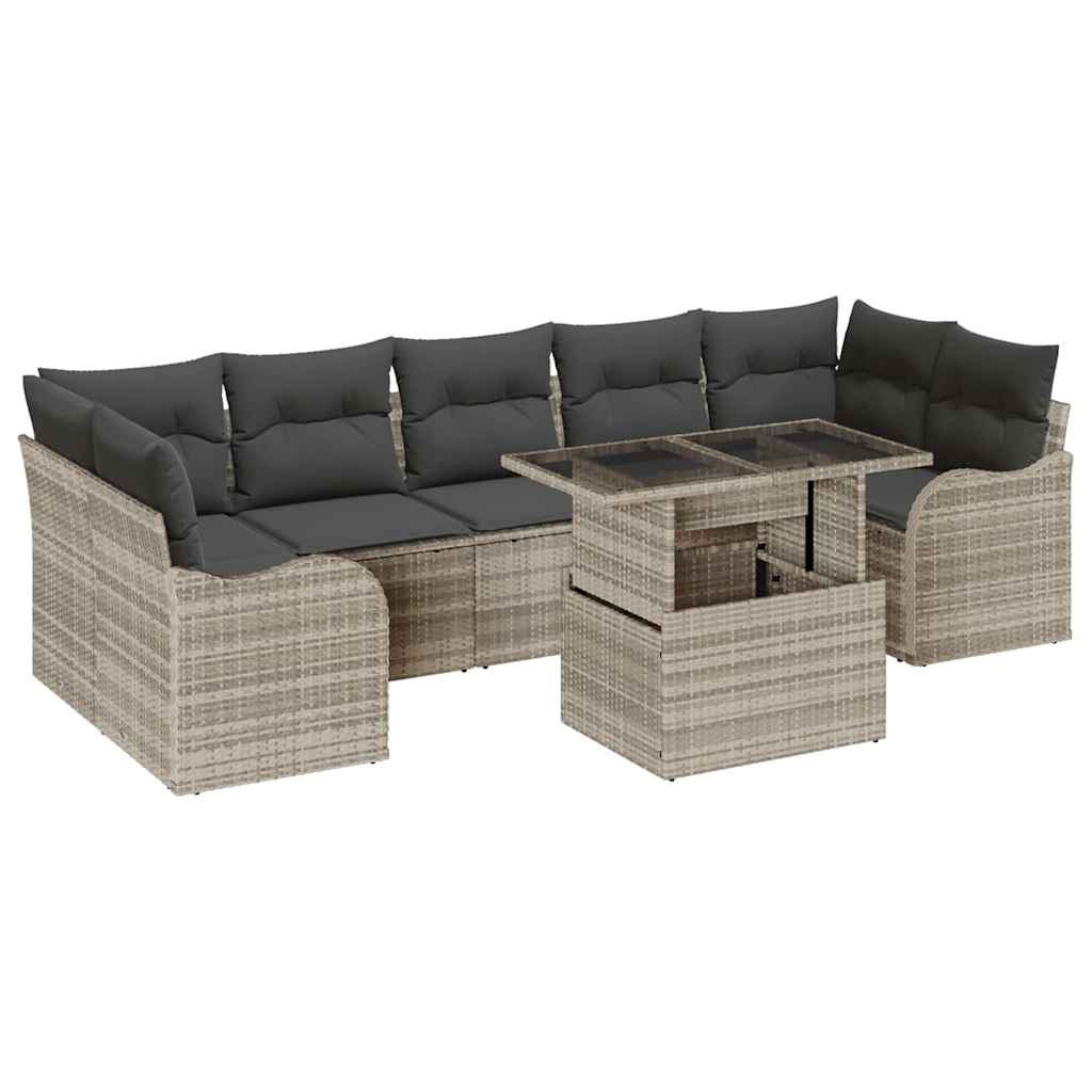 Set de canapele pentru grădină 8 pcs Gri deschis Rattan poli GartenMobel Dekor